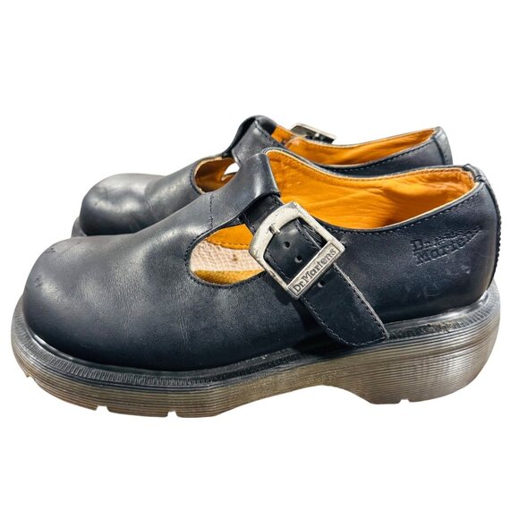 Dr Martens Mary Jane Size 4 T-strap Polley  platform double sole Black Leather - Picture 4 of 13